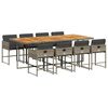 vidaXL Set comedor jard&iacute;n 9 pzas y cojines rat&aacute;n sint&eacute;tico gris