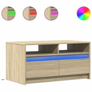 vidaXL Mesa de centro con luces LED madera de ingenier&iacute;a roble Sonoma