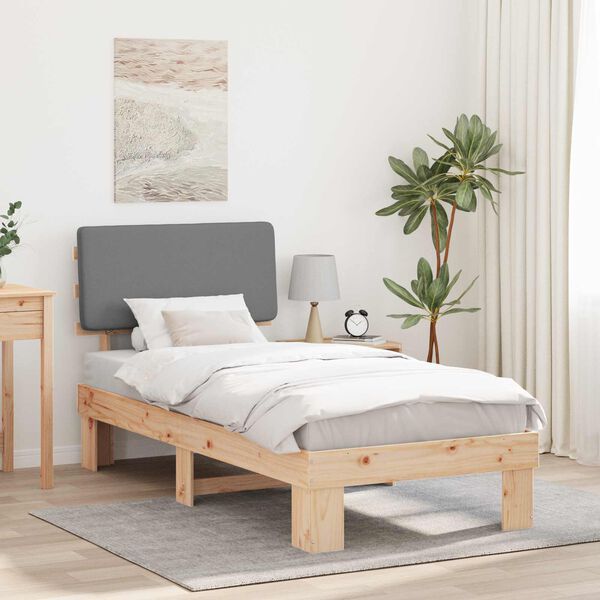 vidaXL Estructura de Cama con Cabecera Tapizada Gris Claro 90 x 200 cm