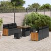 vidaXL Conjunto de sof&aacute;s de jard&iacute;n 11 pcs Negro rat&aacute;n sint&eacute;tico