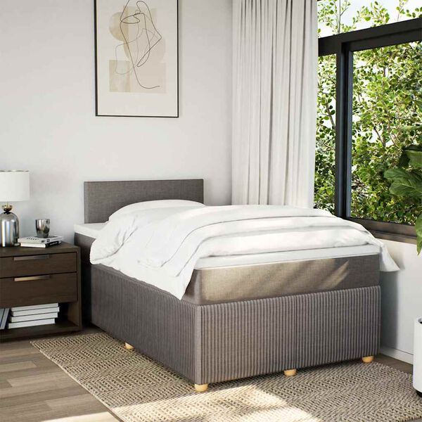 vidaXL Cama box spring con colch&oacute;n tela gris taupe 120x200 cm