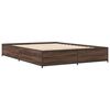 vidaXL Estructura cama madera ingenier&iacute;a metal marr&oacute;n roble 120x190 cm