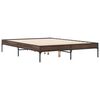 vidaXL Estructura cama madera ingenier&iacute;a metal marr&oacute;n roble 135x190 cm
