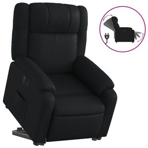 vidaXL Sill&oacute;n reclinable y elevable el&eacute;ctrico cuero sint&eacute;tico negro