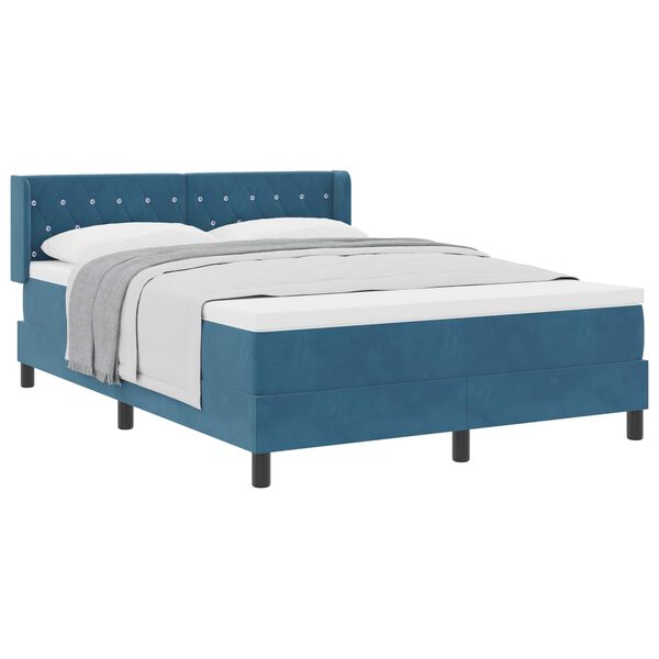 vidaXL Cama tipo Box Spring Azul Oscuro 200 x 160 cm Terciopelo