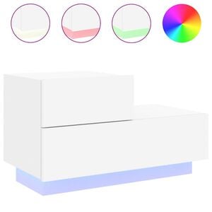 vidaXL Mesita de noche con luces LED blanca 70x36x40,5 cm