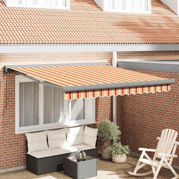 vidaXL Toldo retráctil aluminio y tela blanco y amarillo 3x2,5 m