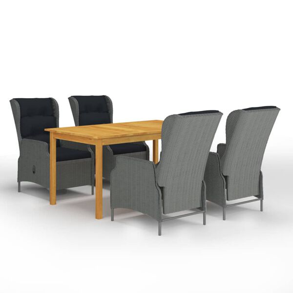 vidaXL Juego de comedor para jard&iacute;n de 5 piezas gris claro