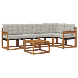 vidaXL Conjunto de sof&aacute;s de exterior 6 pcs Gris Natural y Claro