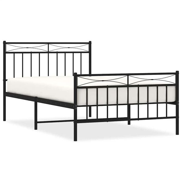 vidaXL Estructura cama sin colch&oacute;n con estribo metal negro 100x200 cm