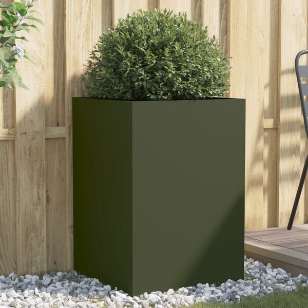 vidaXL Jardinera acero verde oliva 52x48x75 cm