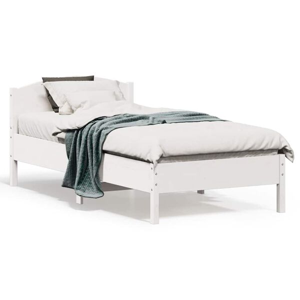 vidaXL Estructura de cama sin colch&oacute;n madera maciza blanca 75x190 cm