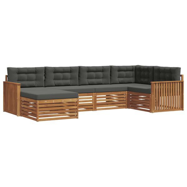 vidaXL Conjunto de sof&aacute;s de exterior 6 pcs Natural y Antracita