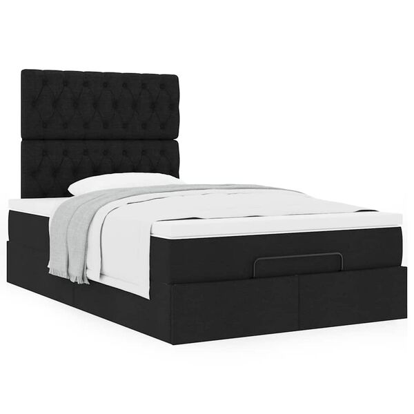 vidaXL Estructura de cama otomana colch&oacute;n tela negro