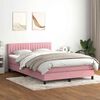vidaXL Cama box spring con colch&oacute;n y LED terciopelo rosa 140x210 cm