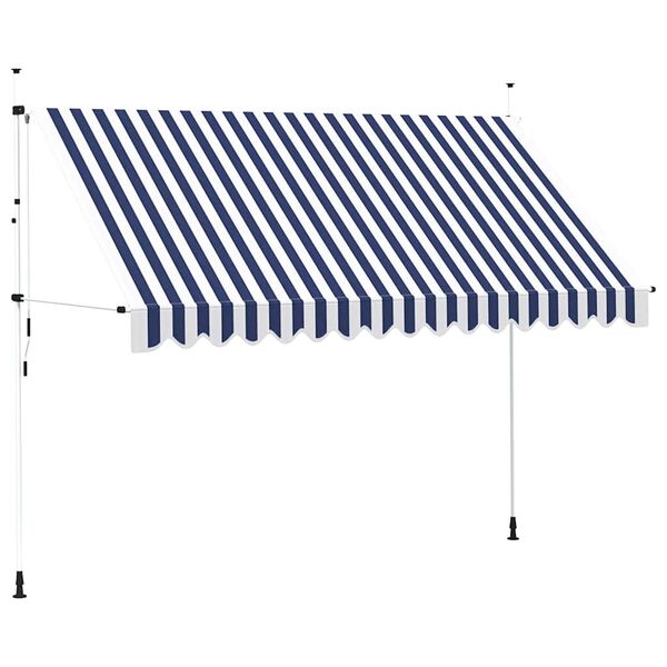 vidaXL Toldo manual retr&aacute;ctil 350 cm azul y blanco a rayas