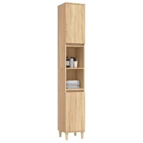 vidaXL Armario de ba&ntilde;o madera contrachapada roble Sonoma 30x30x190 cm