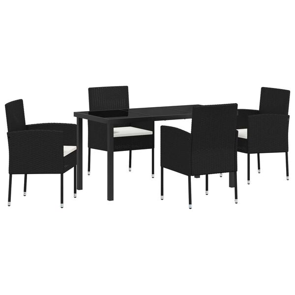 vidaXL Conjunto de Comedor de Jard&iacute;n 5 pcs Negro rat&aacute;n sint&eacute;tico