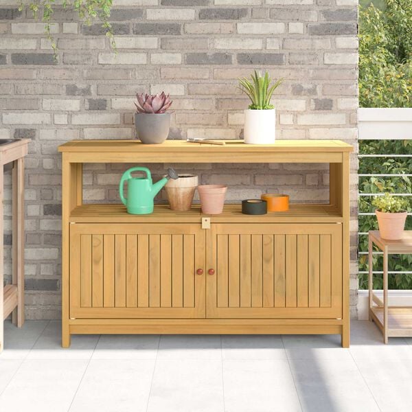 vidaXL Mesa consola de jard&iacute;n madera maciza acacia 110x35x75 cm