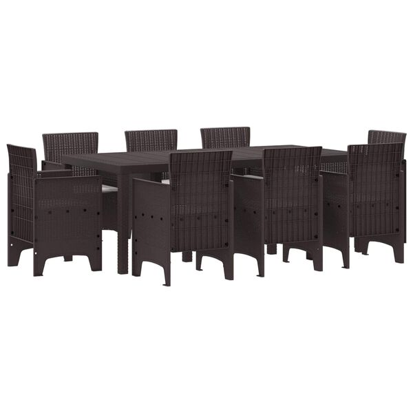 vidaXL Conjunto de Comedor de Jard&iacute;n 9 pcs Marr&oacute;n Polipropileno