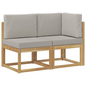 vidaXL Sof&aacute; de esquina y centro para exterior con coj&iacute;n 2 Pieza Blanco