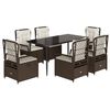 vidaXL Set comedor de jard&iacute;n 7 pzas con cojines rat&aacute;n sint&eacute;tico marr&oacute;n