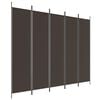 vidaXL Biombo divisor de 5 paneles de tela marr&oacute;n 250x200 cm