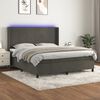 vidaXL Cama box spring colch&oacute;n y LED terciopelo gris oscuro 180x200 cm