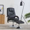 vidaXL Sill&oacute;n de masaje con reposapi&eacute;s cuero sint&eacute;tico negro
