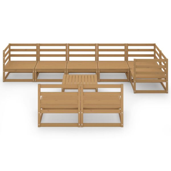 vidaXL Muebles de jardín 9 piezas marrón miel madera maciza de pino