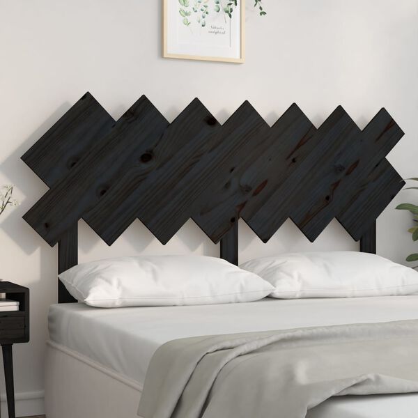 vidaXL Cabecero de cama madera maciza de pino negro 151,5x3x81 cm
