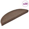 vidaXL Alfombrillas para escaleras 20 unidades 56x17x3 cm Marr&oacute;n Caf&eacute; Semicircular