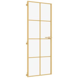 vidaXL Puerta de interior dorada vidrio templado y aluminio 76x201,5cm