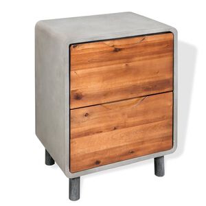 vidaXL Mesita de noche de hormig&oacute;n y madera maciza acacia 40x30x50 cm