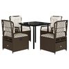 vidaXL Set comedor de jard&iacute;n 5 piezas y cojines rat&aacute;n sint&eacute;tico marr&oacute;n