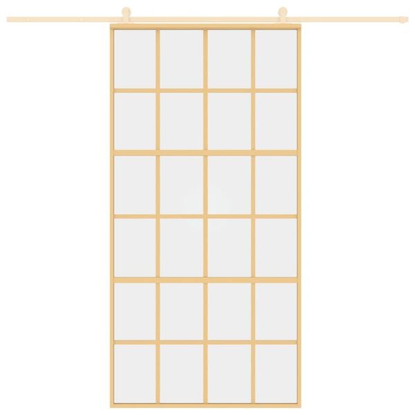 vidaXL Puerta corredera dorada de vidrio ESG transparente y aluminio