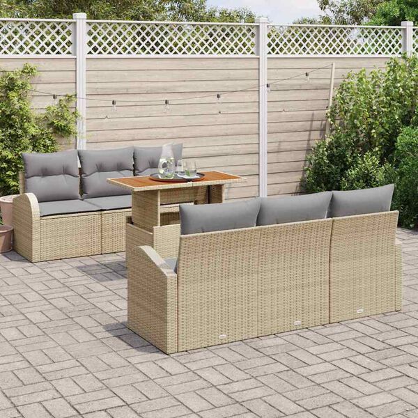 vidaXL Conjunto de sof&aacute; de jard&iacute;n con coj&iacute;n 7 pcs beige y gris claro