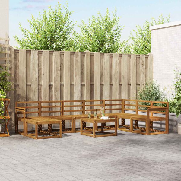 vidaXL Conjunto de sof&aacute;s de exterior 9 pcs Natural