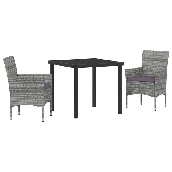 vidaXL Conjunto de Comedor de Jardín 3 pcs Gris ratán sintético