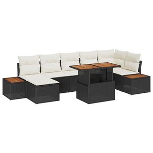 vidaXL Conjunto de sof&aacute; de jard&iacute;n 8 pcs Negro Polirat&aacute;n