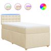 vidaXL Cama box spring con colchón tela color crema 90x200 cm