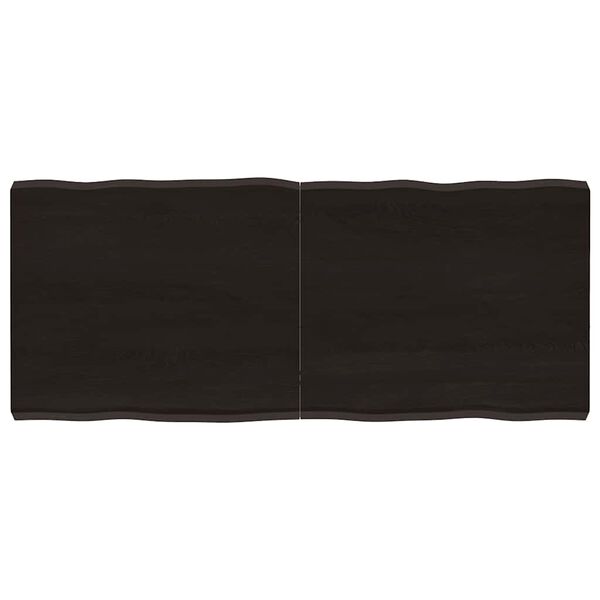 vidaXL Tablero mesa madera tratada borde vivo marr&oacute;n 140x60x(2-6) cm