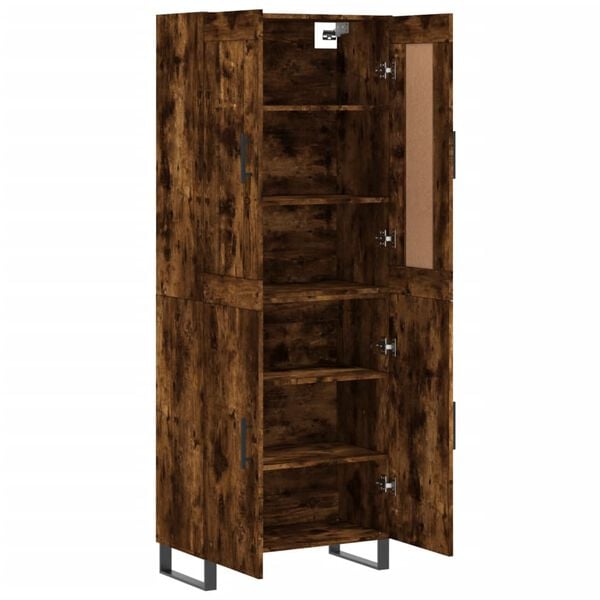 vidaXL Aparador alto madera contrachapada roble ahumado 69,5x34x180 cm