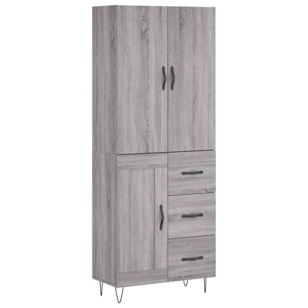 vidaXL Aparador alto madera contrachapada gris sonoma 69,5x34x180 cm