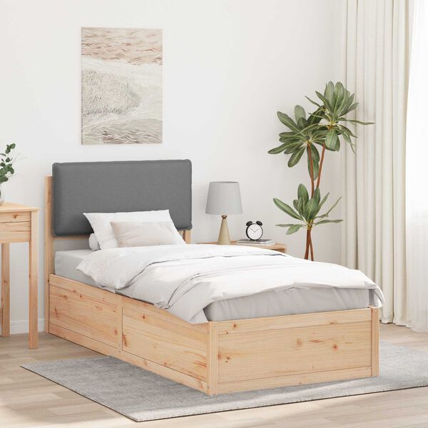 vidaXL Estructura de Cama con Cabecera Tapizada Gris Claro 90 x 190 cm