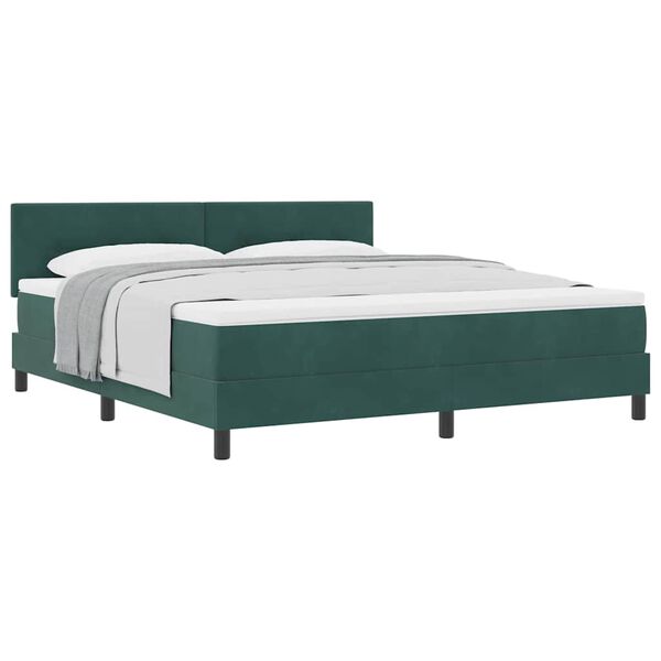 vidaXL Cama con Somier y Colch&oacute;n Verde oscuro 180 x 200 cm tela