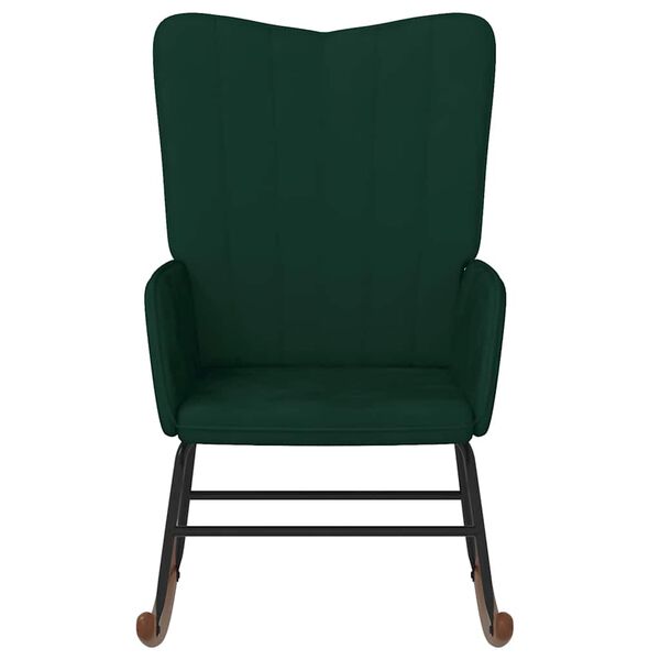 vidaXL Silla mecedora de terciopelo verde oscuro