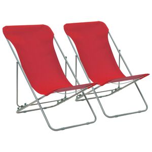 vidaXL Sillas plegables (2 unidades), acero y tela Oxford roja.