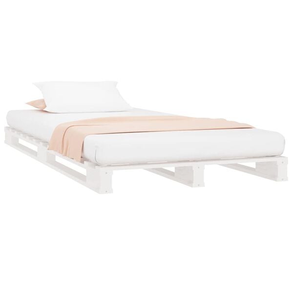 vidaXL Cama de palets madera maciza pino blanca individual 90x190 cm