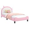 vidaXL Cama para ni&ntilde;os con cabecero con cabecera Rosa 90 x 200 cm PU